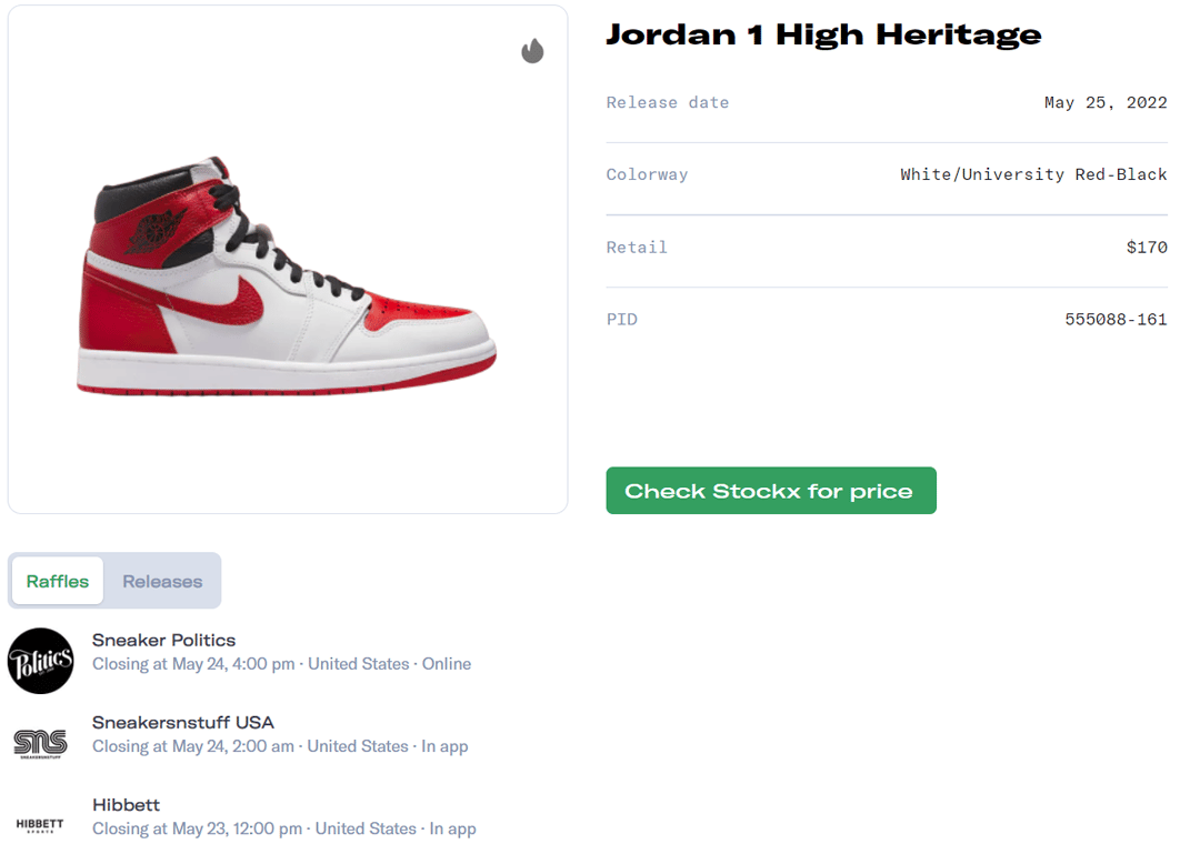 Air Jordan 1 High Heritage Raffle Guide