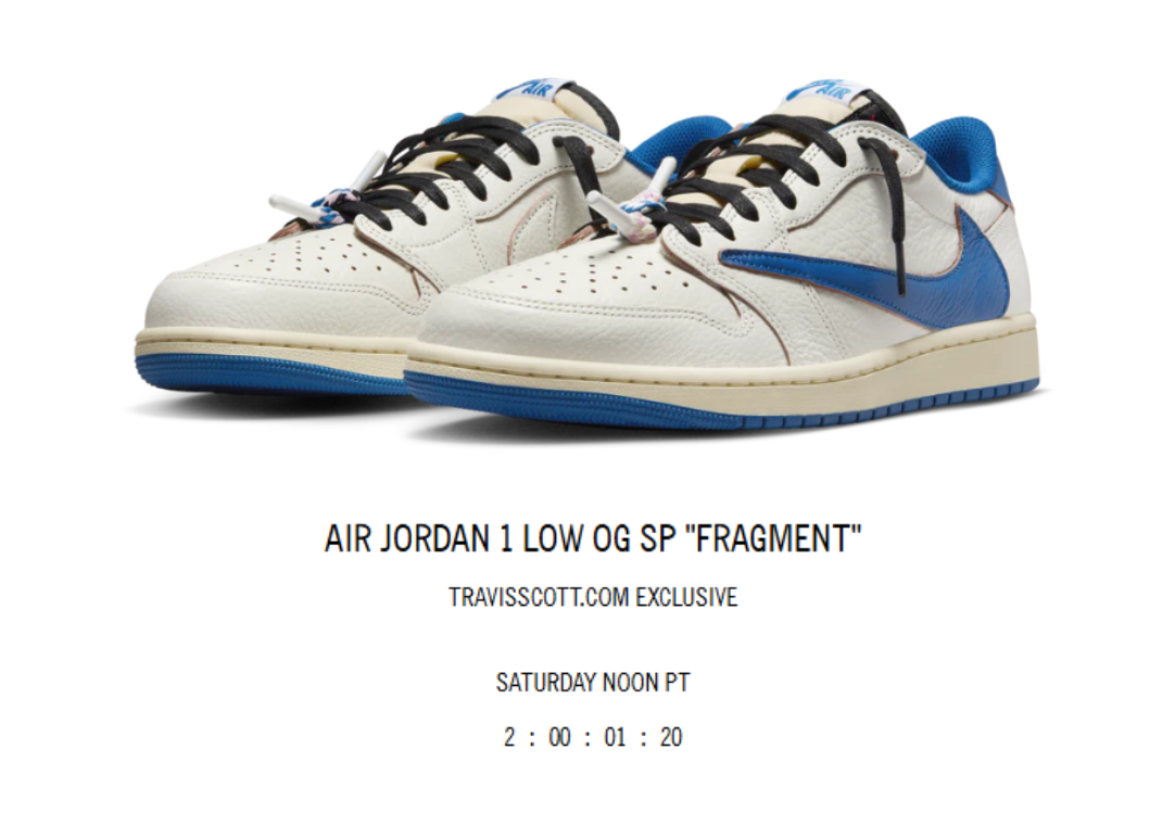 Travis Scott fragment design Air Jordan 1 Low OG