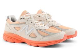 New Balance 990v4 Made in USA Blue Crab Tangerine Heat - Angle