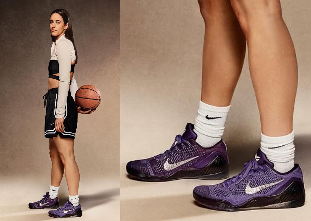 Caitlin Clark in the Nike Kobe 9 Elite Low Protro Moonwalker