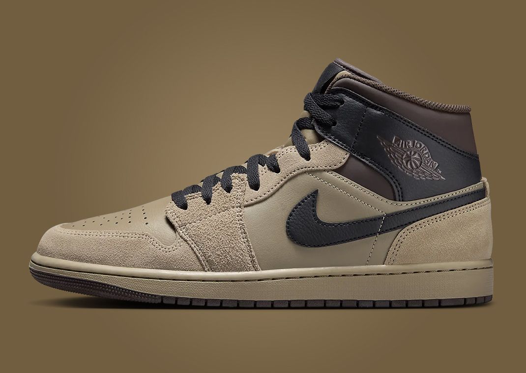 The Air Jordan 1 Mid Khaki Black Releases Spring 2025