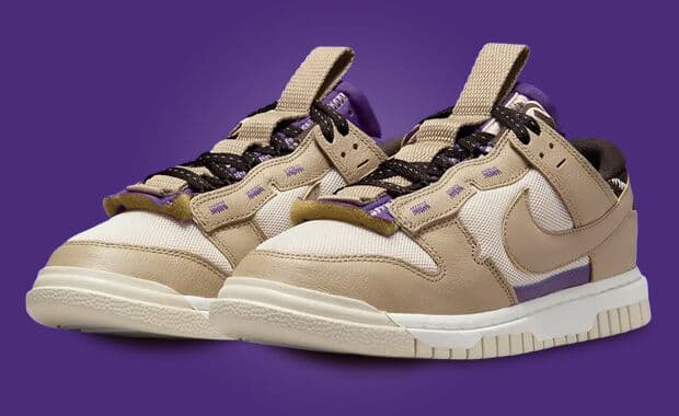 The Nike Dunk Low Remastered Khaki Purple Hosts Contrasting Shades