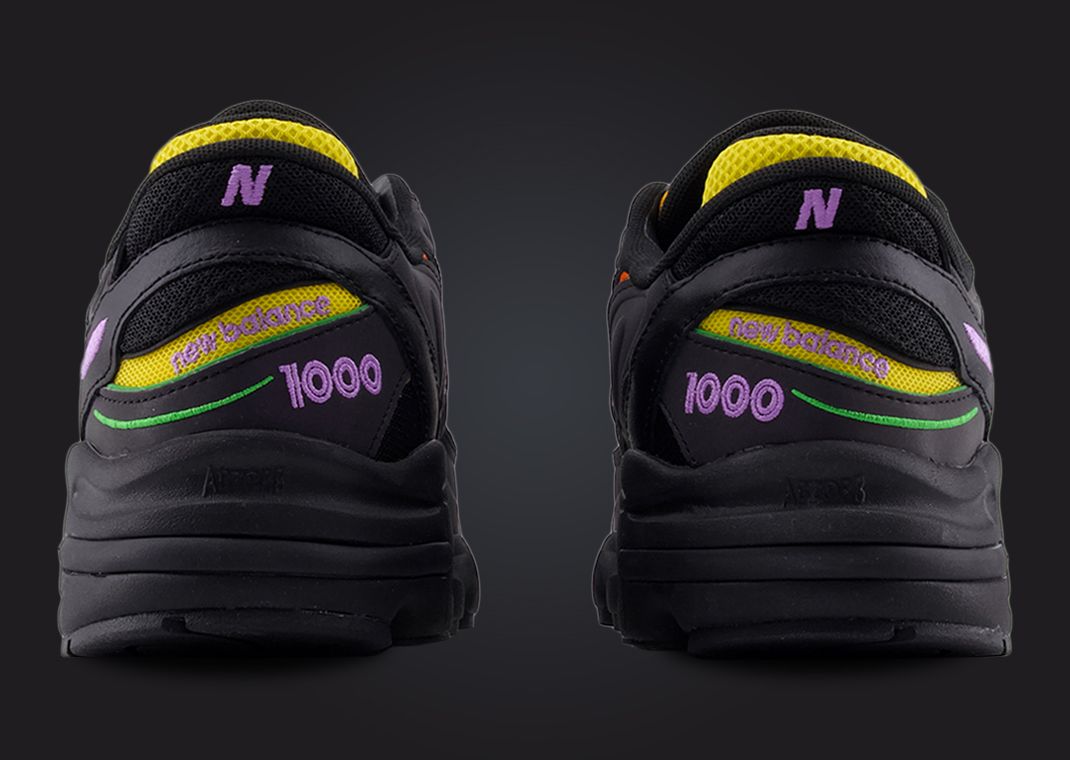 New Balance 1000 Black Multi-Color Heel