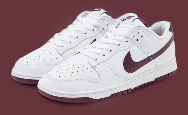 Wine Red Accents Pour Over The Nike Dunk Low White Night Maroon
