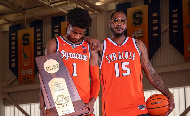 Carmelo Anthony and Kiyan Anthony in Syracuse Jerseys