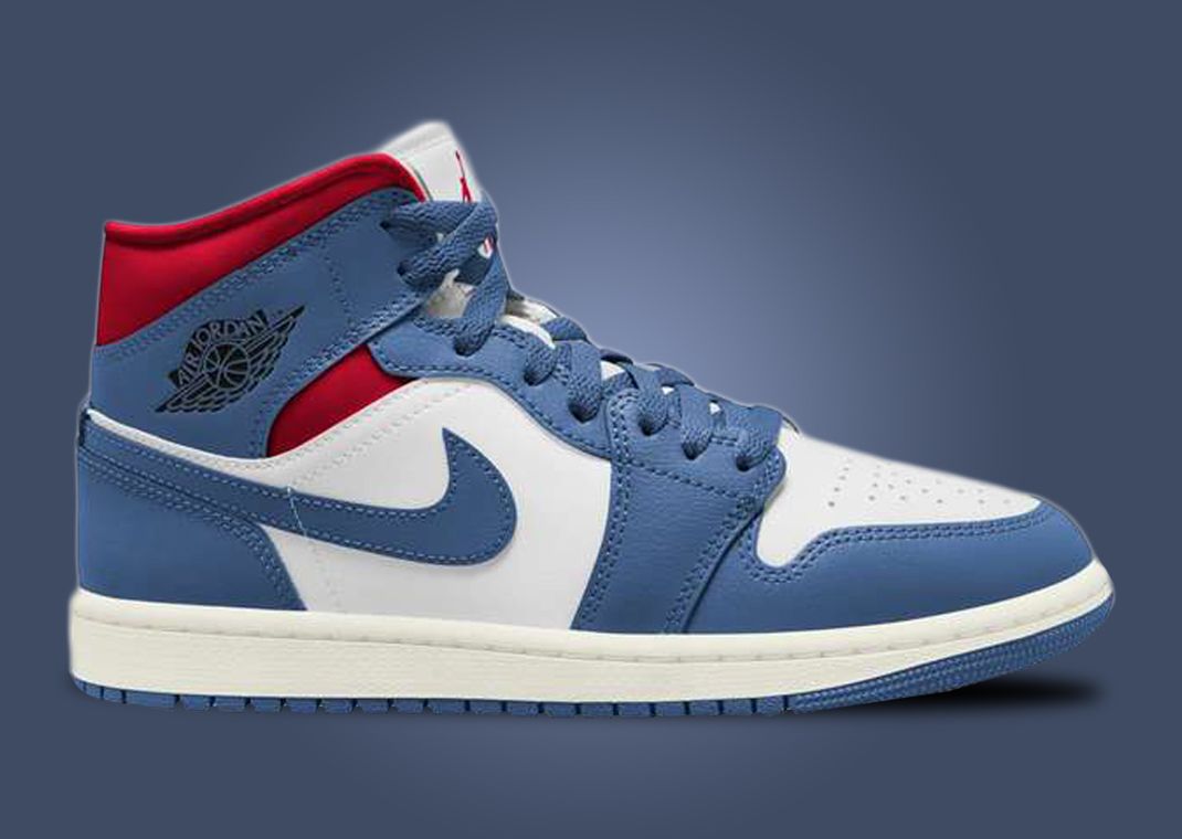 Air Jordan 1 Mid White French Blue Gym Red (W)