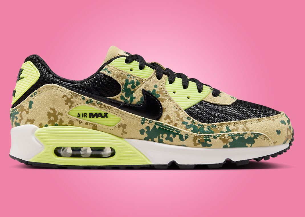 Nike Air Max 90 Camo Team Gold Light Lemon Twist Lateral