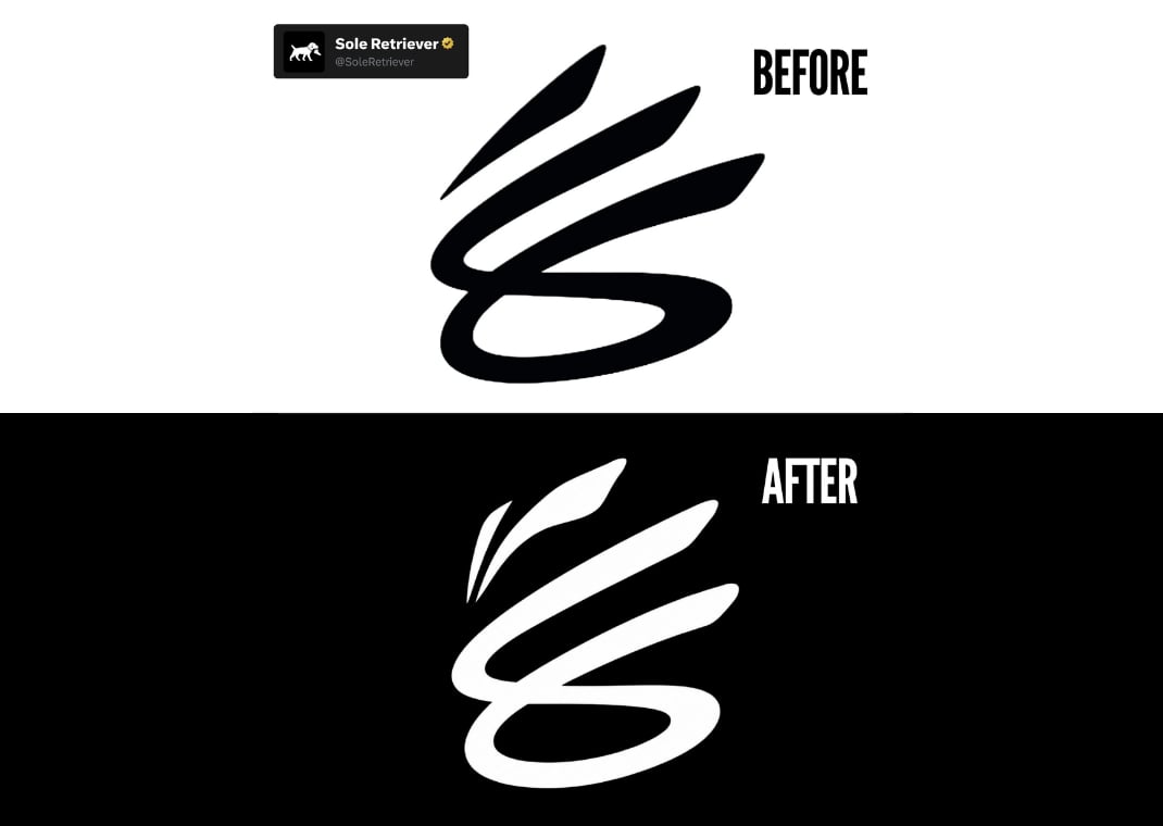 Curry's old logo (top) and the new design (below)