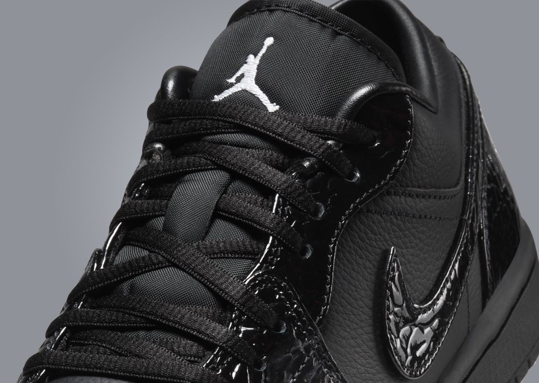 Air Jordan 1 Low SE Patent Elephant Black (W) Tongue
