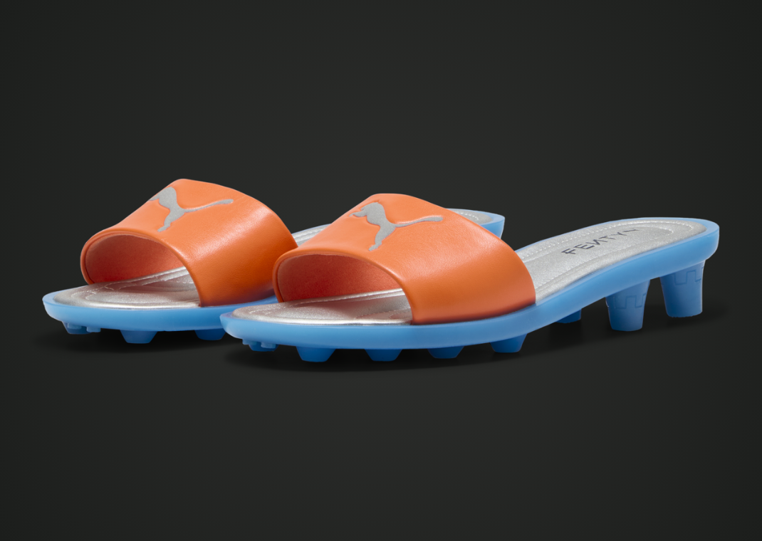 Fenty x Puma Cleat Slide Metallic Silver Orange (W) - Angle