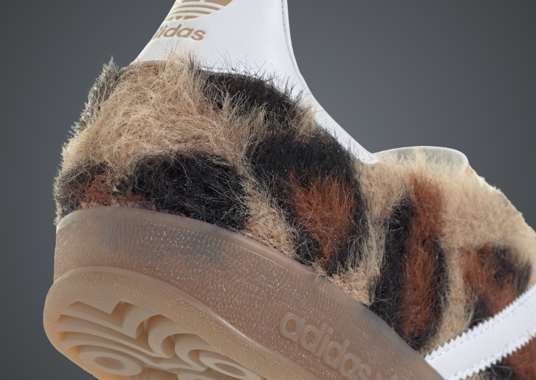 atmos Pink x adidas Gazelle Indoor Trinity Leopard Warm Sand Heel Detail