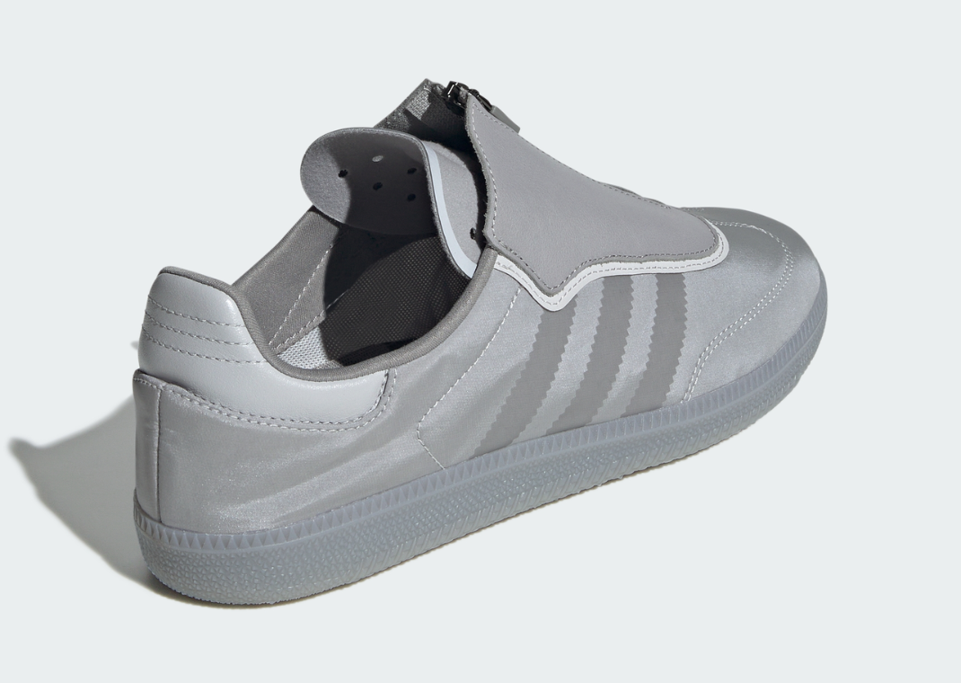 adidas Samba Decon Zipper Metallic Grey Heel Angle