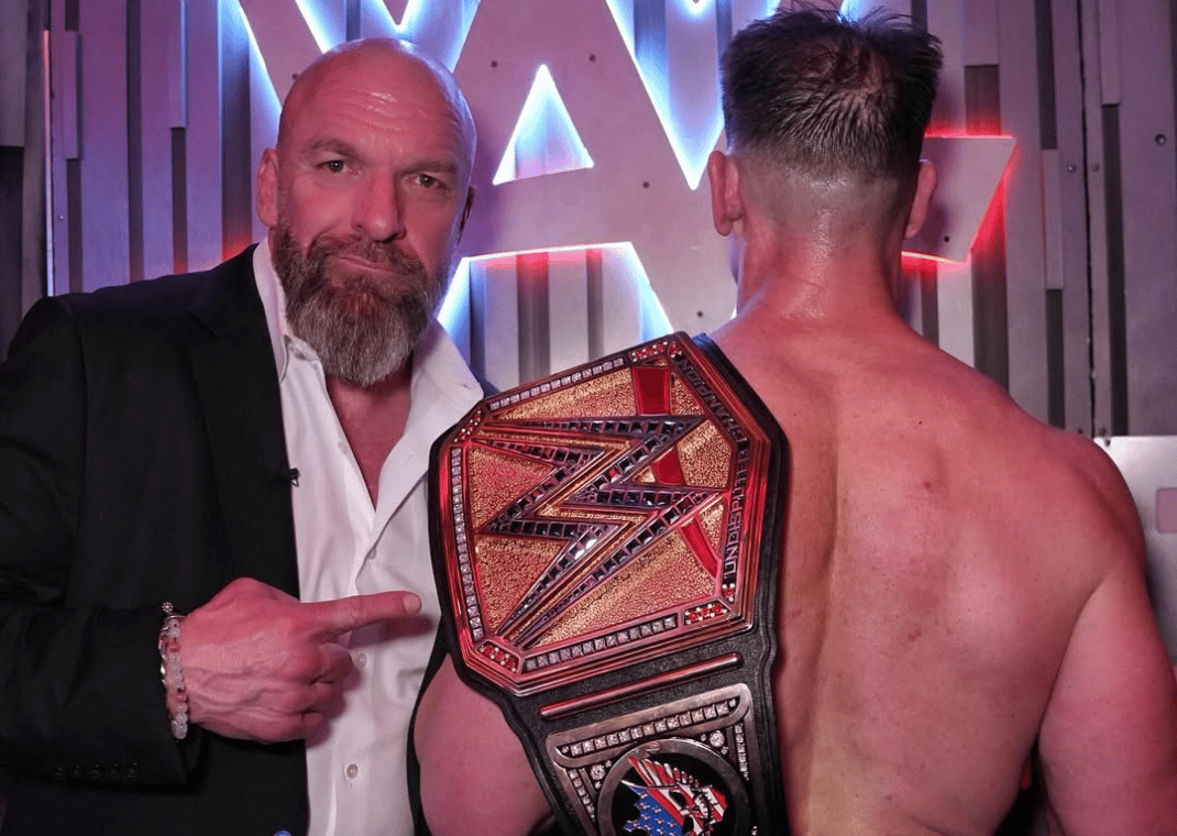 John Cena With Triple H Showing Off His WWE Belt
