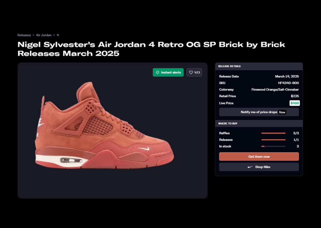 Nigel Sylvester x Air Jordan 4 Brick By Brick Raffle Page