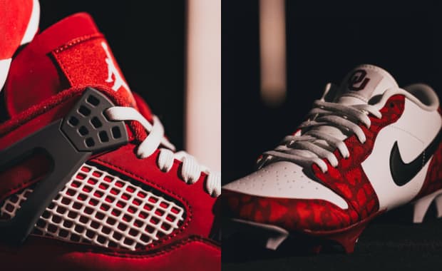Oklahoma Air Jordan 1 and 4 Cleat PEs