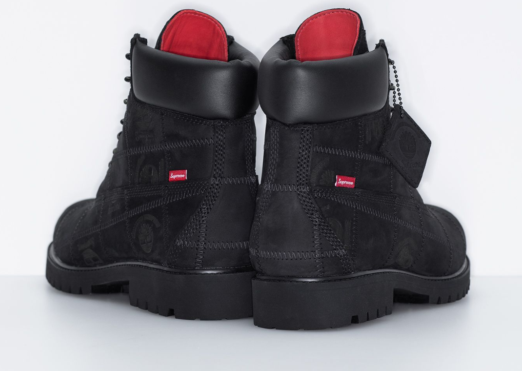 Supreme x Timberland 6-Inch Premium Waterproof Boot Black - Back Angle