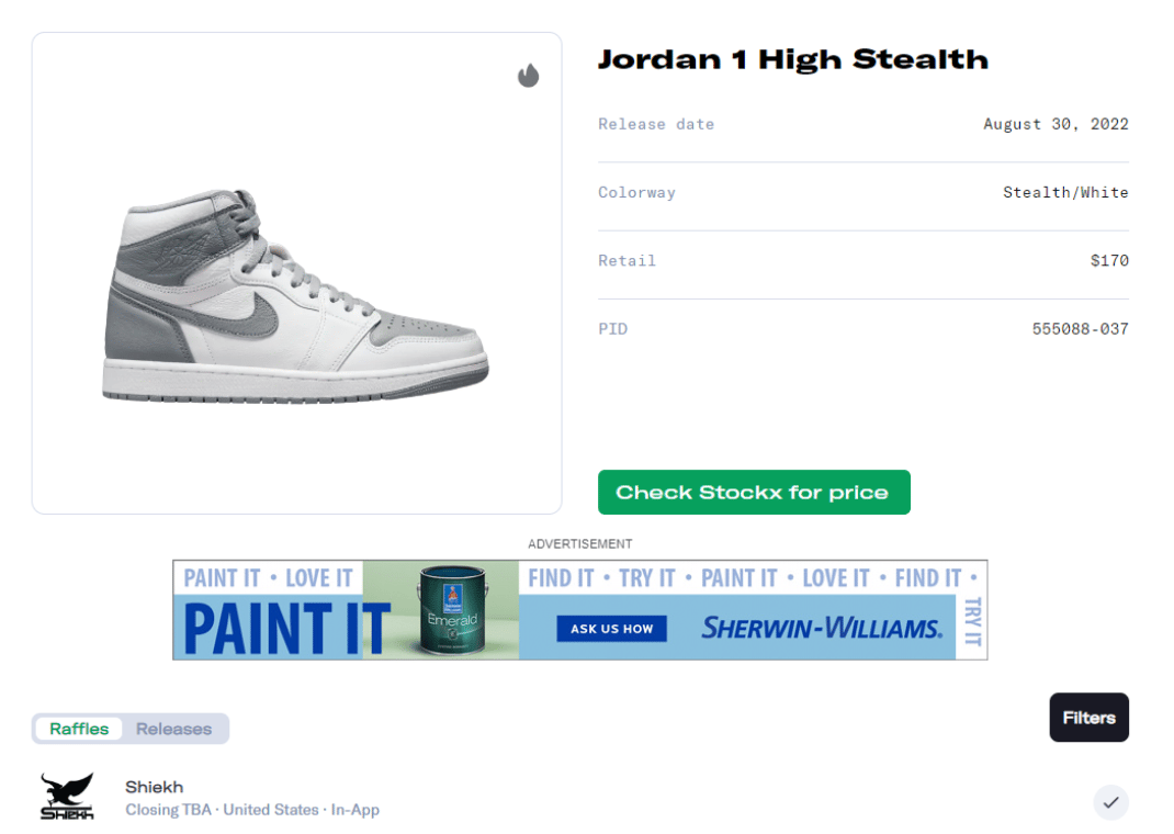 Air Jordan 1 Retro High OG Stealth Raffle Guide