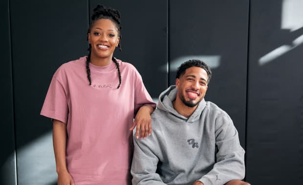 Kelsey Mitchell (left) with Tyrese Haliburton (right)