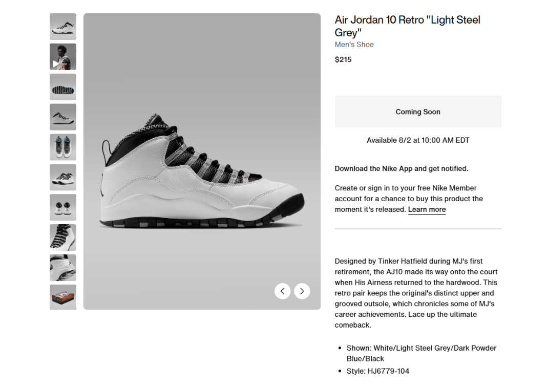 Air Jordan 10 Retro Steel Grey Nike Page
