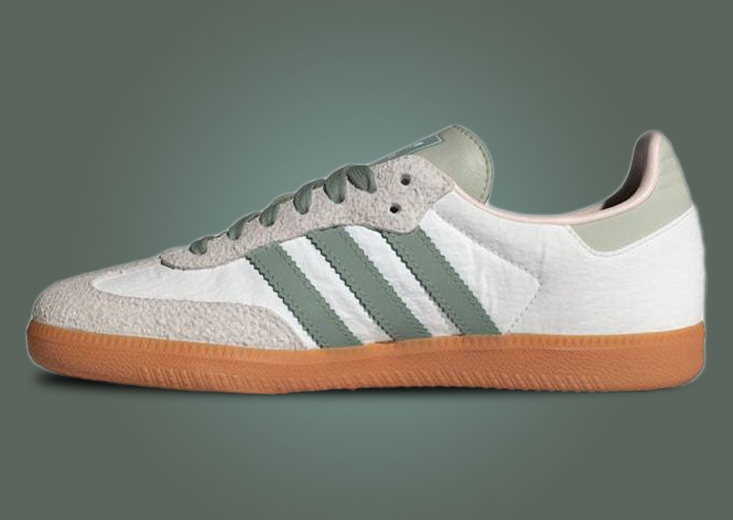 The adidas Samba OG Cloud White Silver Green Releases March 2024