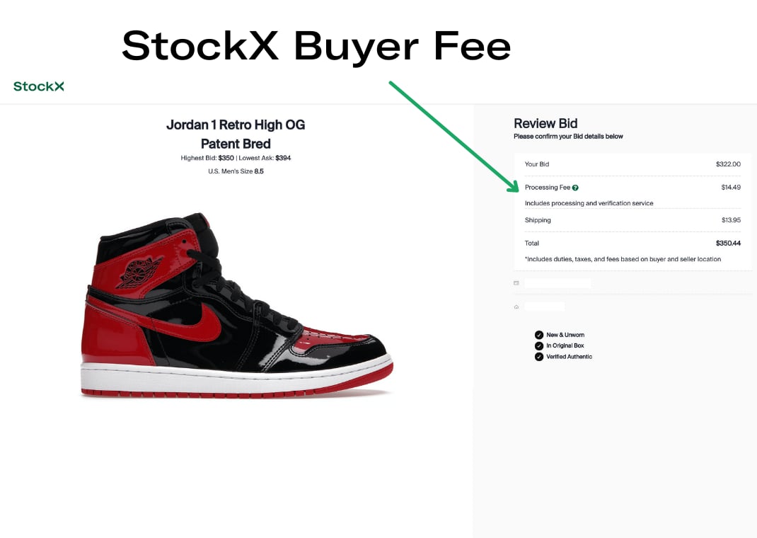 StockX Buyer Fees