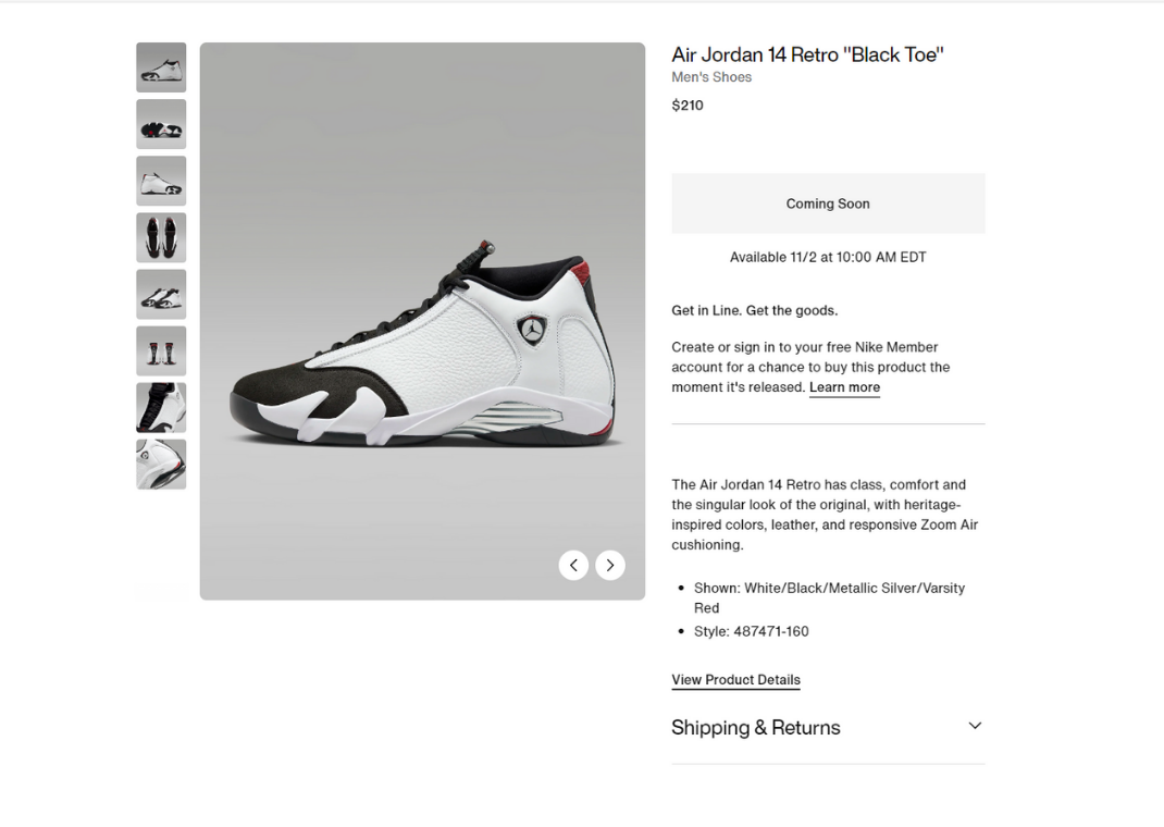 Air Jordan 14 Retro Black Toe Nike Page