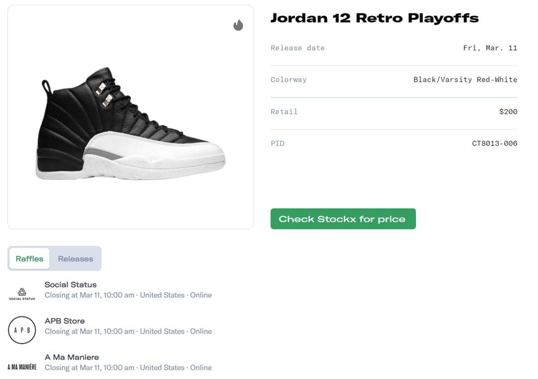 Air Jordan 12 Playoffs Raffle Guide