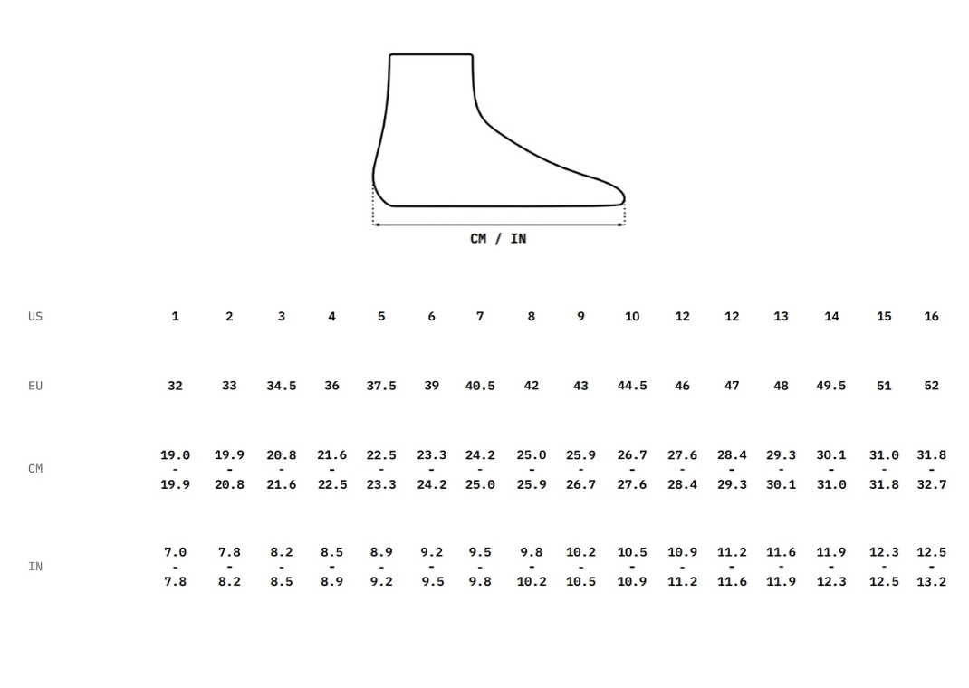 Yeezy SL-01 Slipper Size Guide