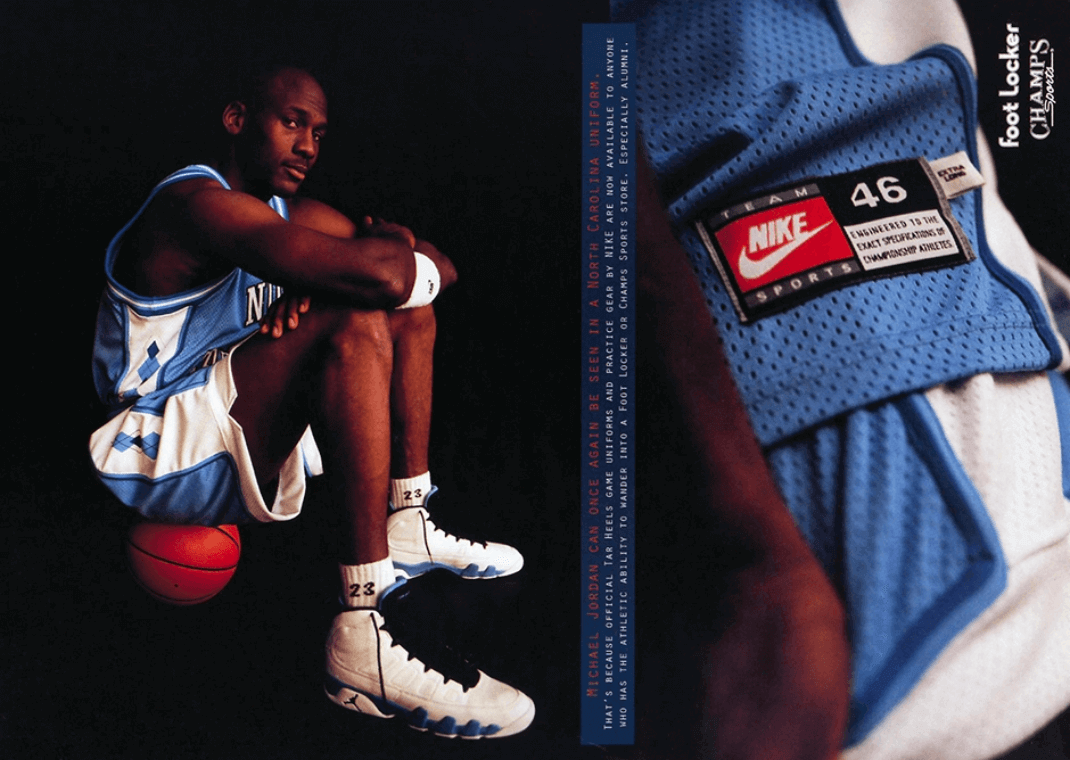 Michael Jordan in the Air Jordan 9 Powder Blue
