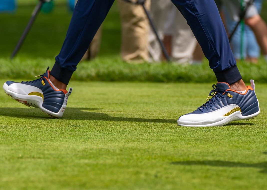 Wyatt Worthington II in the Air Jordan 12 Retro Golf Midnight Navy Burnt Sunrise