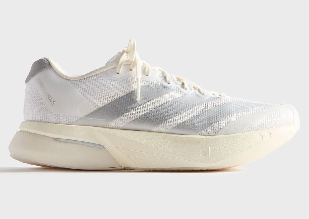 Kith x adidas Adizero Boston 13 White Silver Metallic Lateral