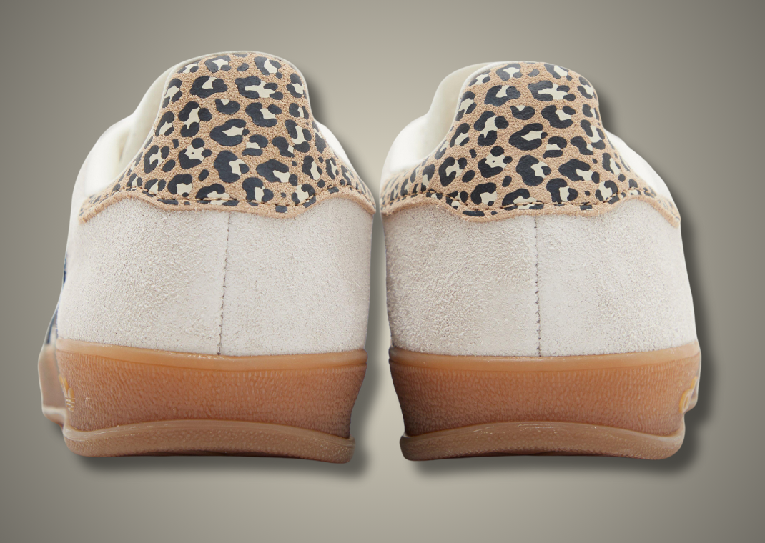 adidas Gazelle Indoor Leopard Print Cream Heel