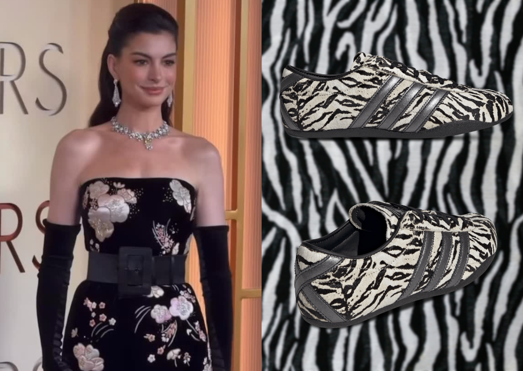 Anne Hathaway with the adidas Tokyo Zebra