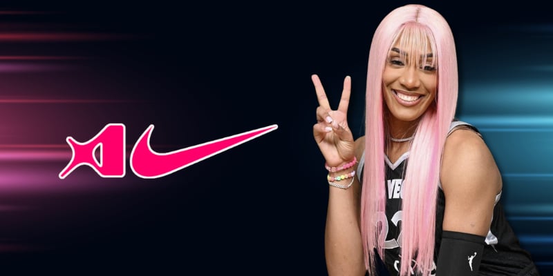A'ja Wilson Holding Up Peace Sign With Nike Logo
