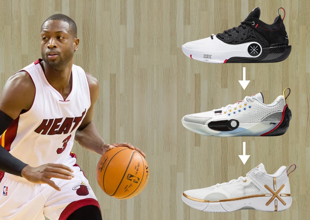 Dwyane Wade's Sneakers: Li-Ning Way of Wade 12 (top), Li-Ning Wade All-City 13 (middle), and Wade Shadow 6 (bottom)