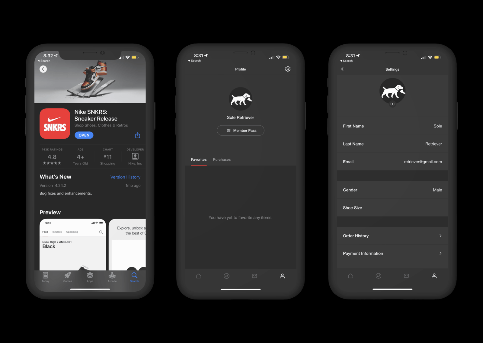 Creating an account on Nike SNKRS app