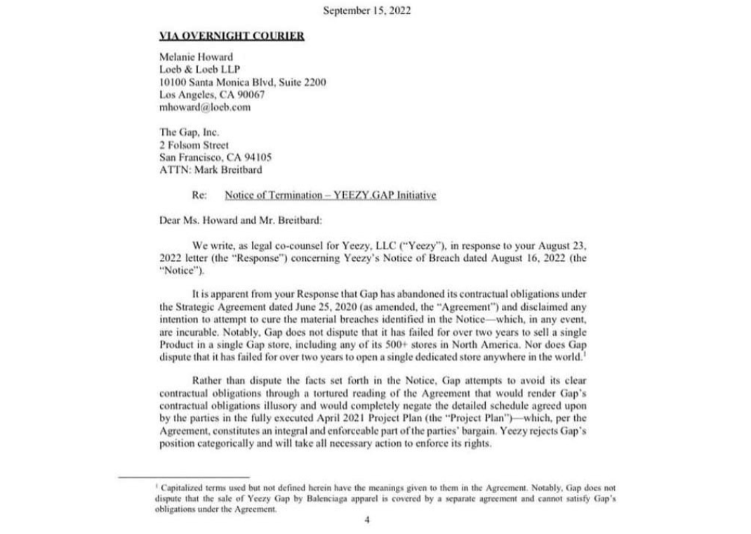 Letter Sent To Gap In Regards To The Partnership Between Yeezy And GAP (Image via