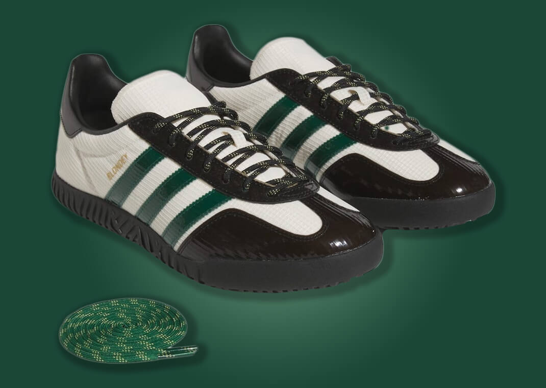 The Blondey McCoy x adidas A.B. Gazelle Indoor White Green Black Releases  April 22nd