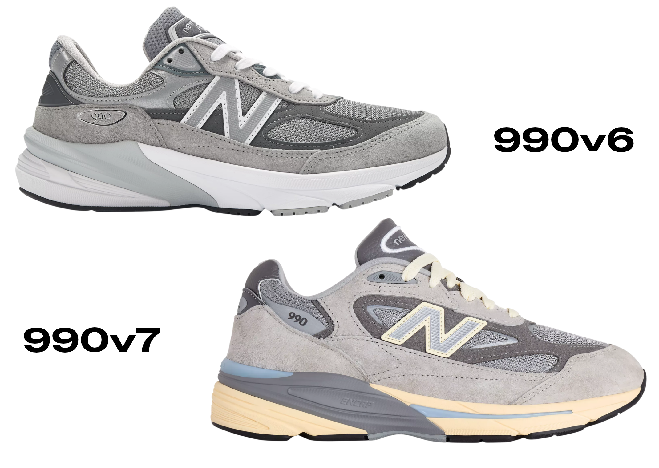 New Balance 990v6 Made in USA vs New Balance 990v7 Made in USA