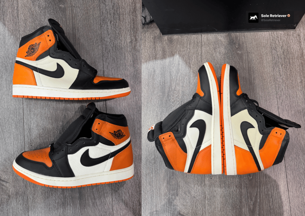 2015 (top/right) vs. 2025 (bottom/left) Air Jordan 1 High Shattered Backboard