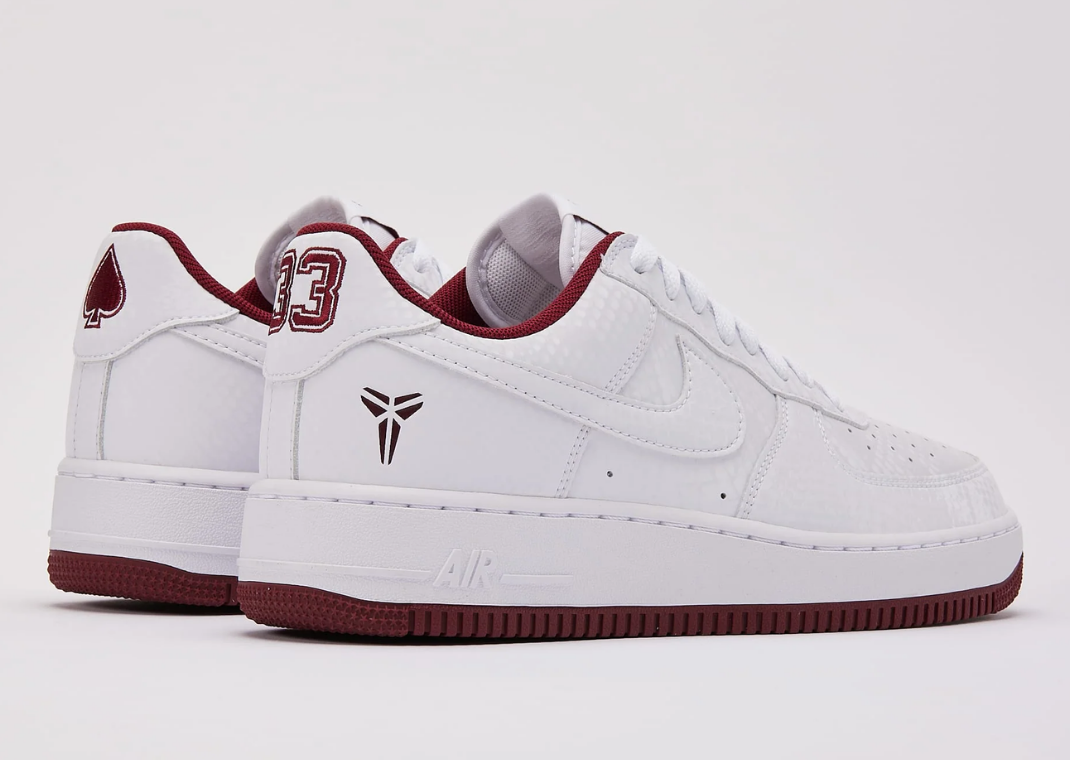 Kobe Bryant Nike Air Force 1 Low Lower Merion Aces White Heel Angle