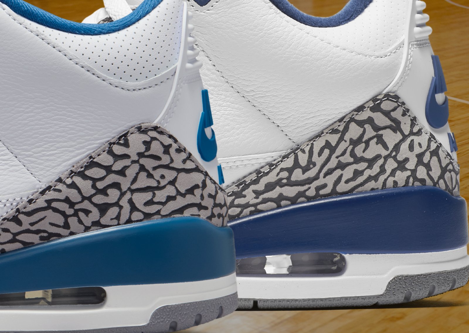Air Jordan 3 Retro True Blue 2026 (left) vs. Air Jordan 3 Retro True Blue 2016 (right)