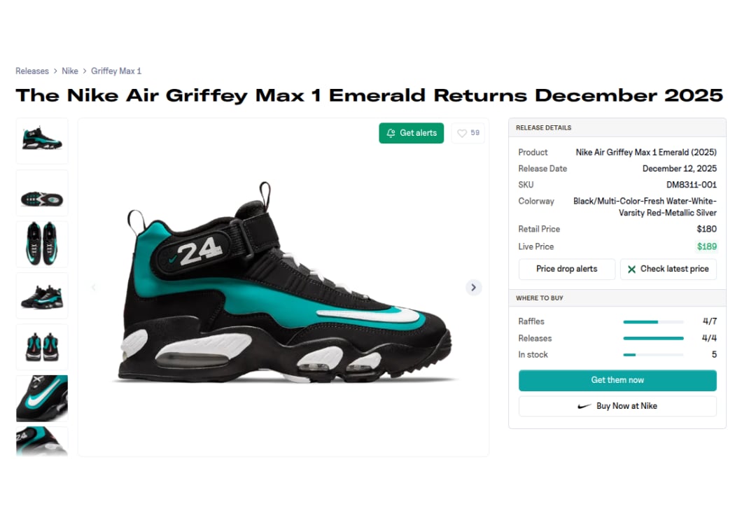 Where to Buy Nike Air Griffey Max 1 Emerald