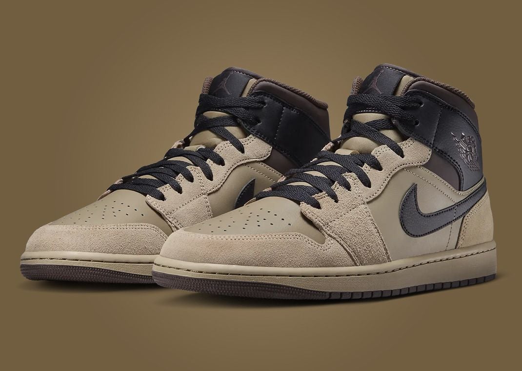 Air Jordan 1 Mid Khaki Black