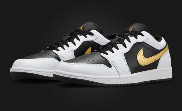 Air Jordan 1 Low White Black Metallic Gold
