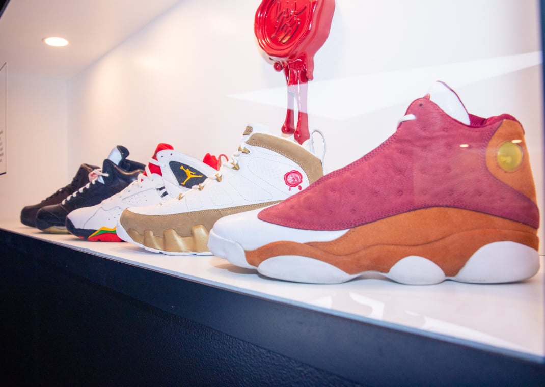 Bin23 Jordans on display at Shoe Palace Little Tokyo