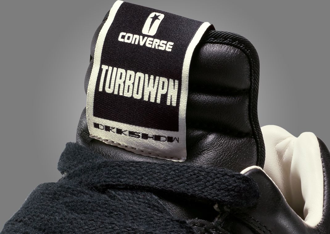 Rick Owens x Converse DRKSHDW TURBOWPN Ox Black Tongue Detail