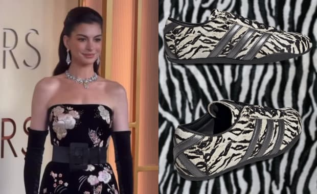 Anne Hathaway with the adidas Tokyo Zebra