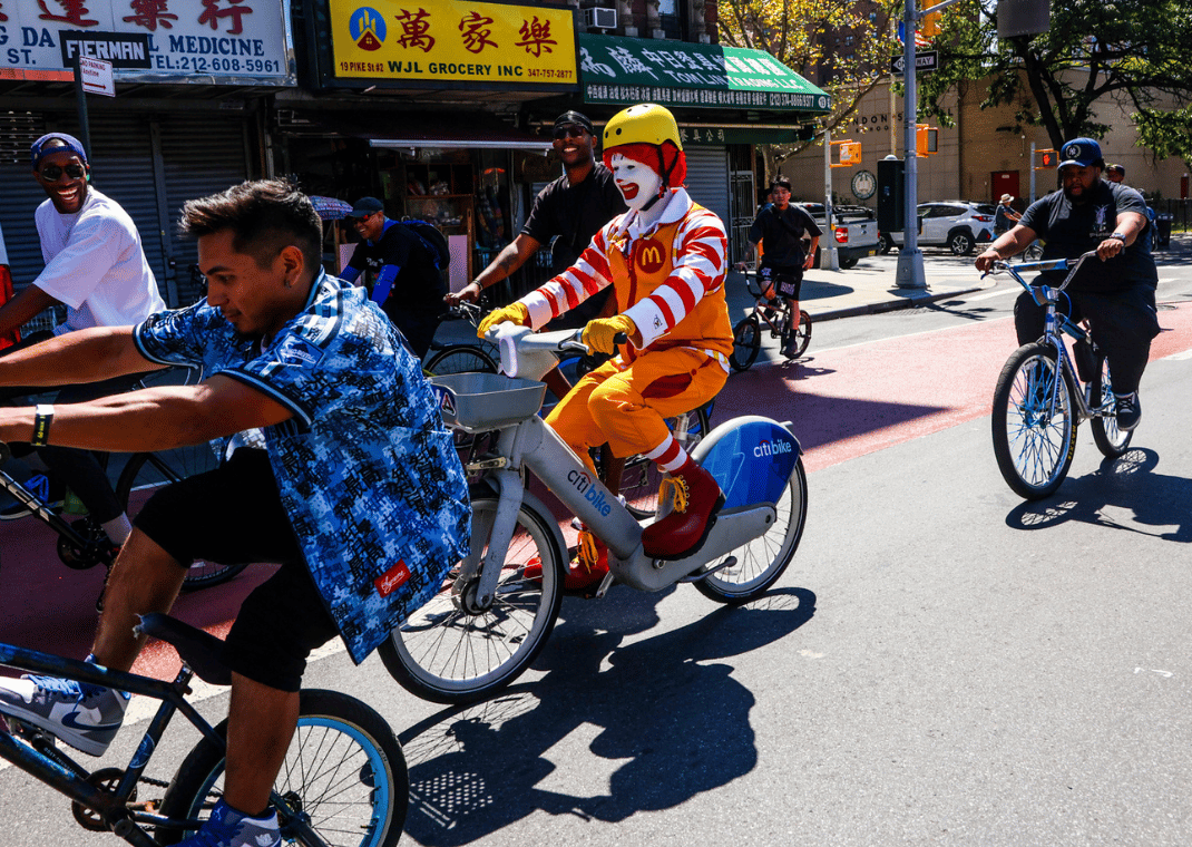Ronald McDonald participating in the GO Ride