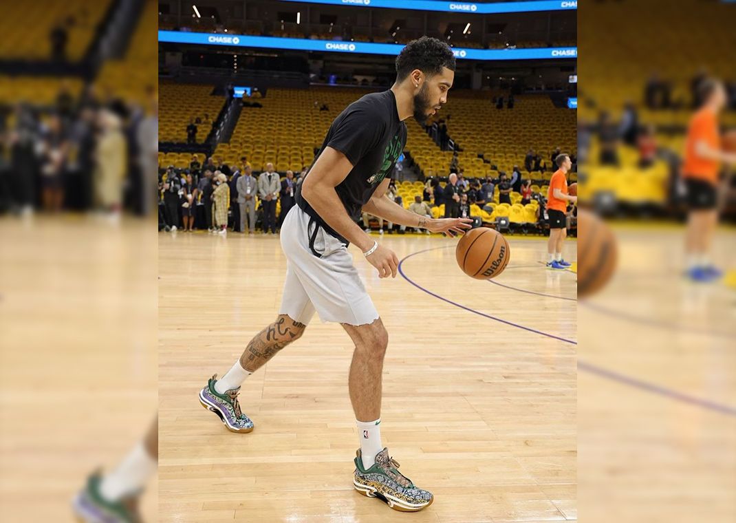 Jayson Tatum in the Melody Ehsani x Air Jordan 36 Low PE